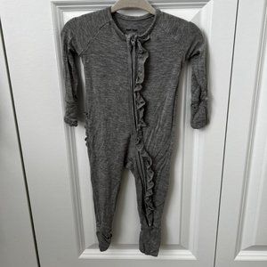 Little Sleepies Heather Grey Ruffle Zippy 0-3m